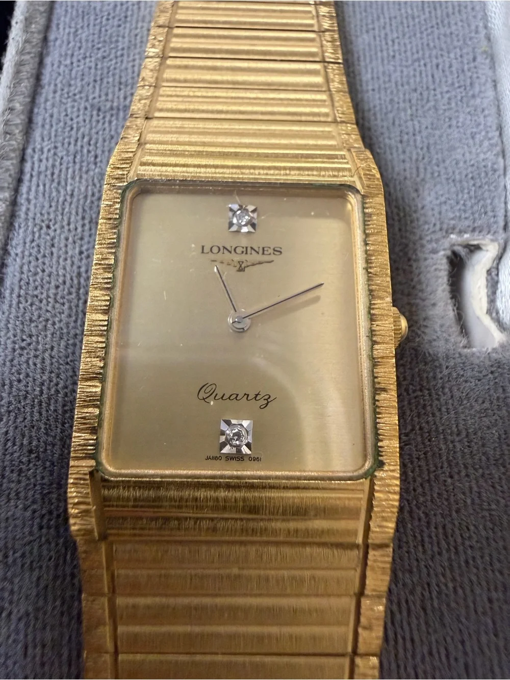 Longines Gold Tone Ribbed Bracelet Dress Watch
